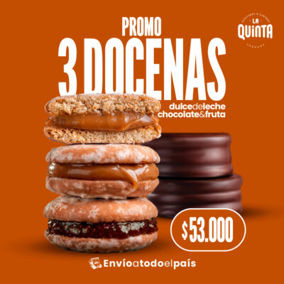 3 Docenas de Alfajores Surtidos Dulce de leche, fruta y chocolate