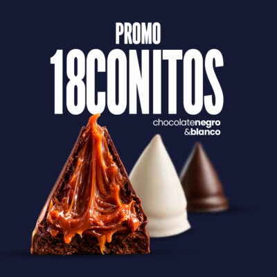 3 Cajas de Conos Mixtos de Chocolate Blanco y Negro Rellenos de Dulce de Leche